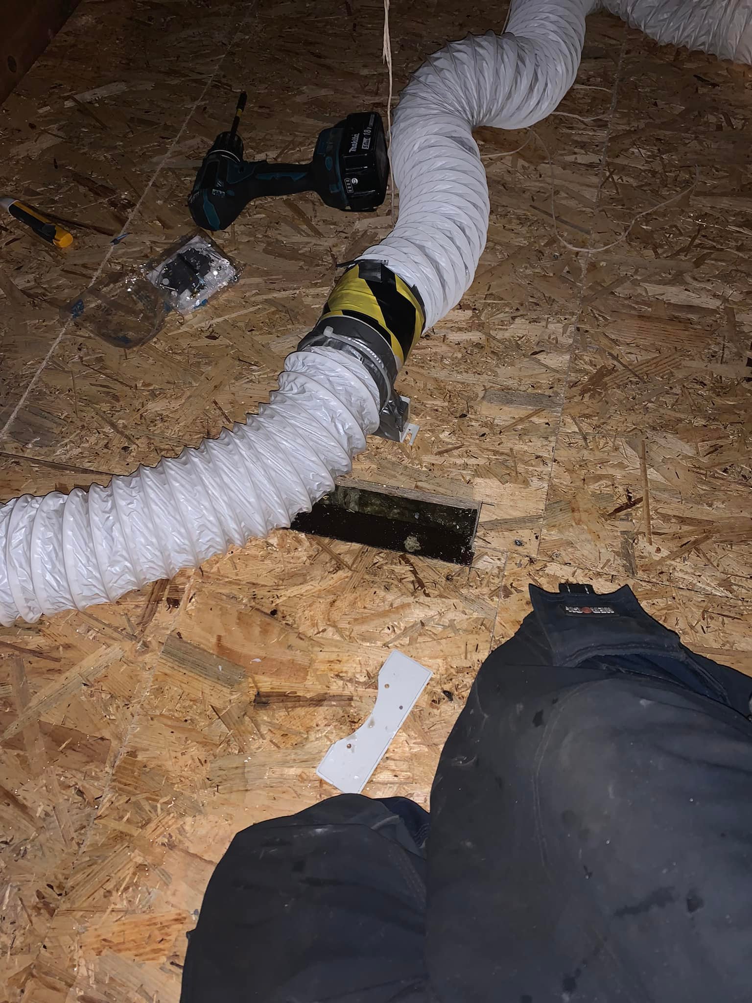 Ducting in the loft for shower extractor fan